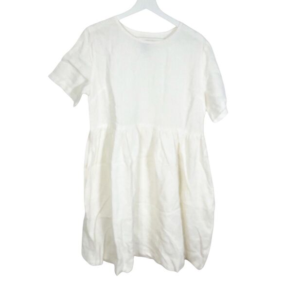 Shiny by Nature Princess 100% Linen Ivory-White Dress Pockets Womens Size Small - Picture 1 of 9